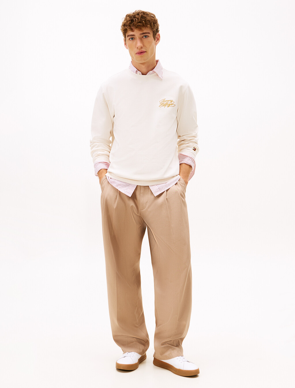 Heavy Twill Crewneck Sweatshirt, Ivory Petal, hi-res
