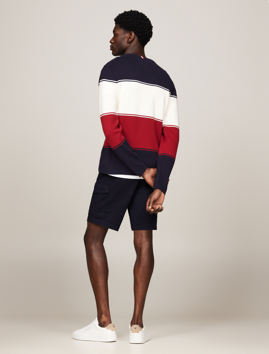 Colour-Blocked Mixed Knit Relaxed Jumper, Desert Sky Multi, hi-res