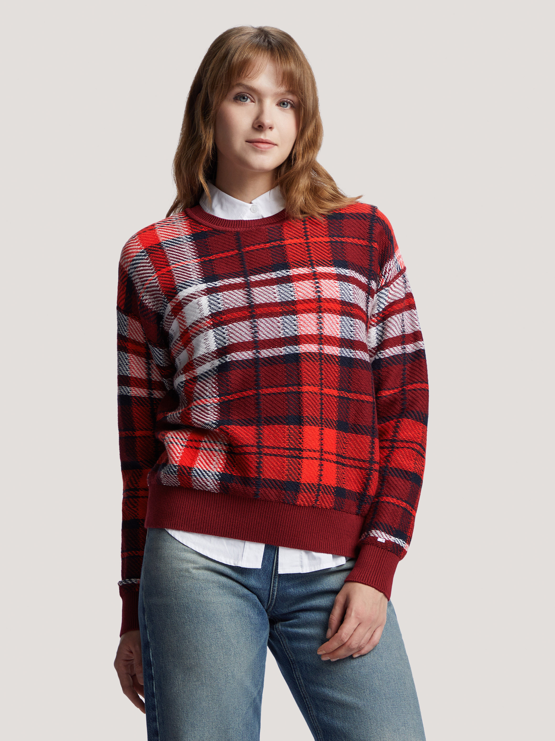 Tartan Relaxed Sweater red Tommy Hilfiger Malaysia