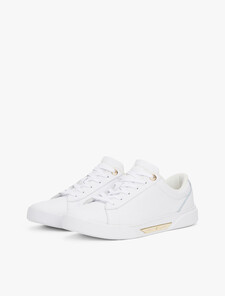 Leather Court Trainers, White, hi-res
