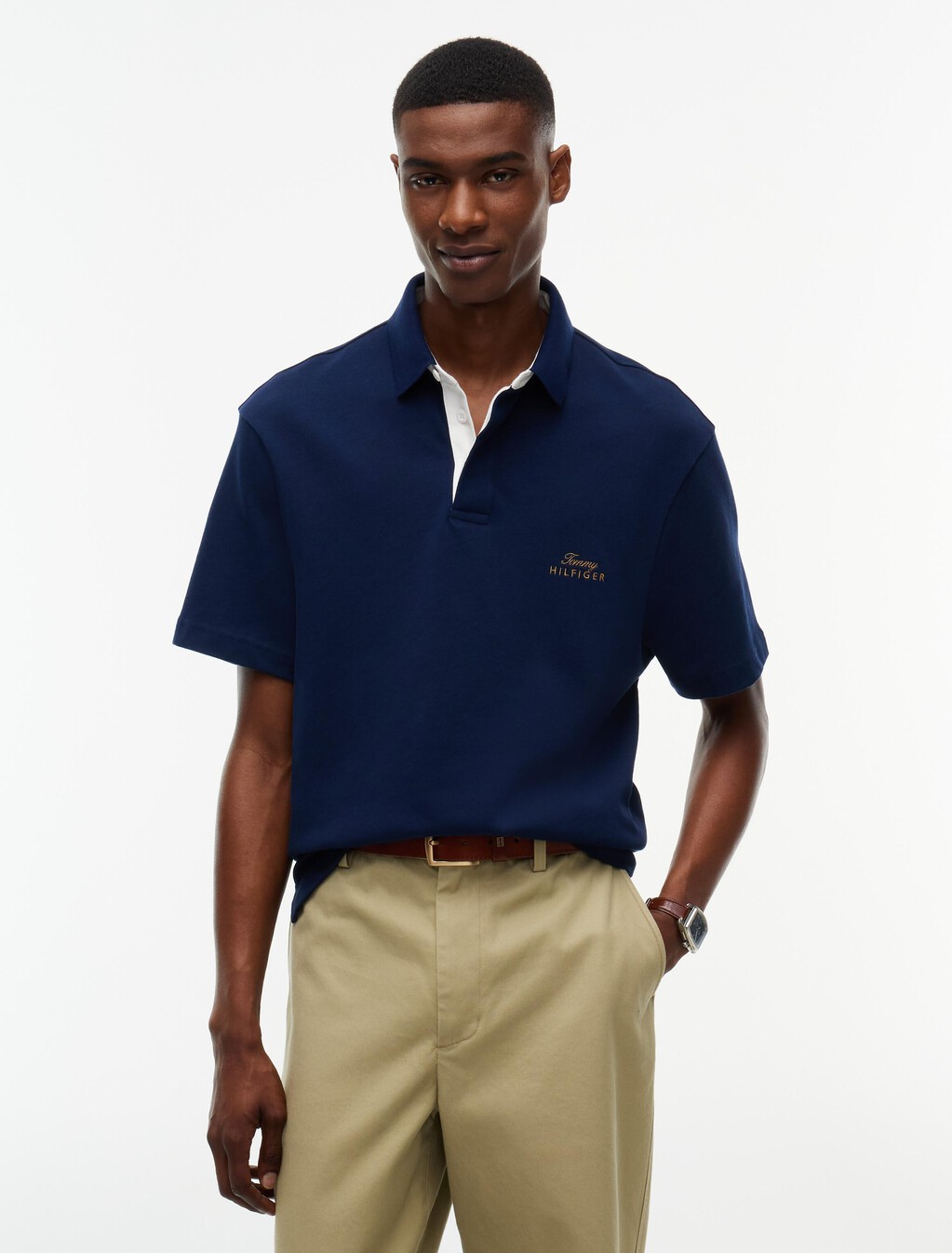 Relaxed Fit Logo Jersey Polo Shirt, Carbon Navy, hi-res