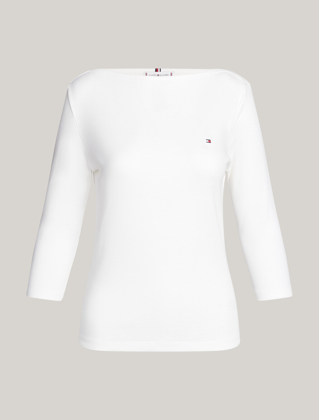 Three-Quarter Sleeve Boat Neck T-Shirt, Nos Ecru, hi-res