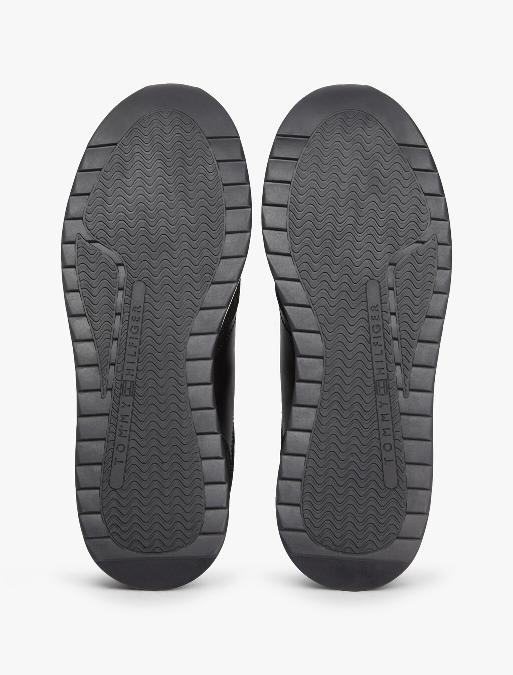 Embossed TH Monogram Leather Trainers, Black, hi-res