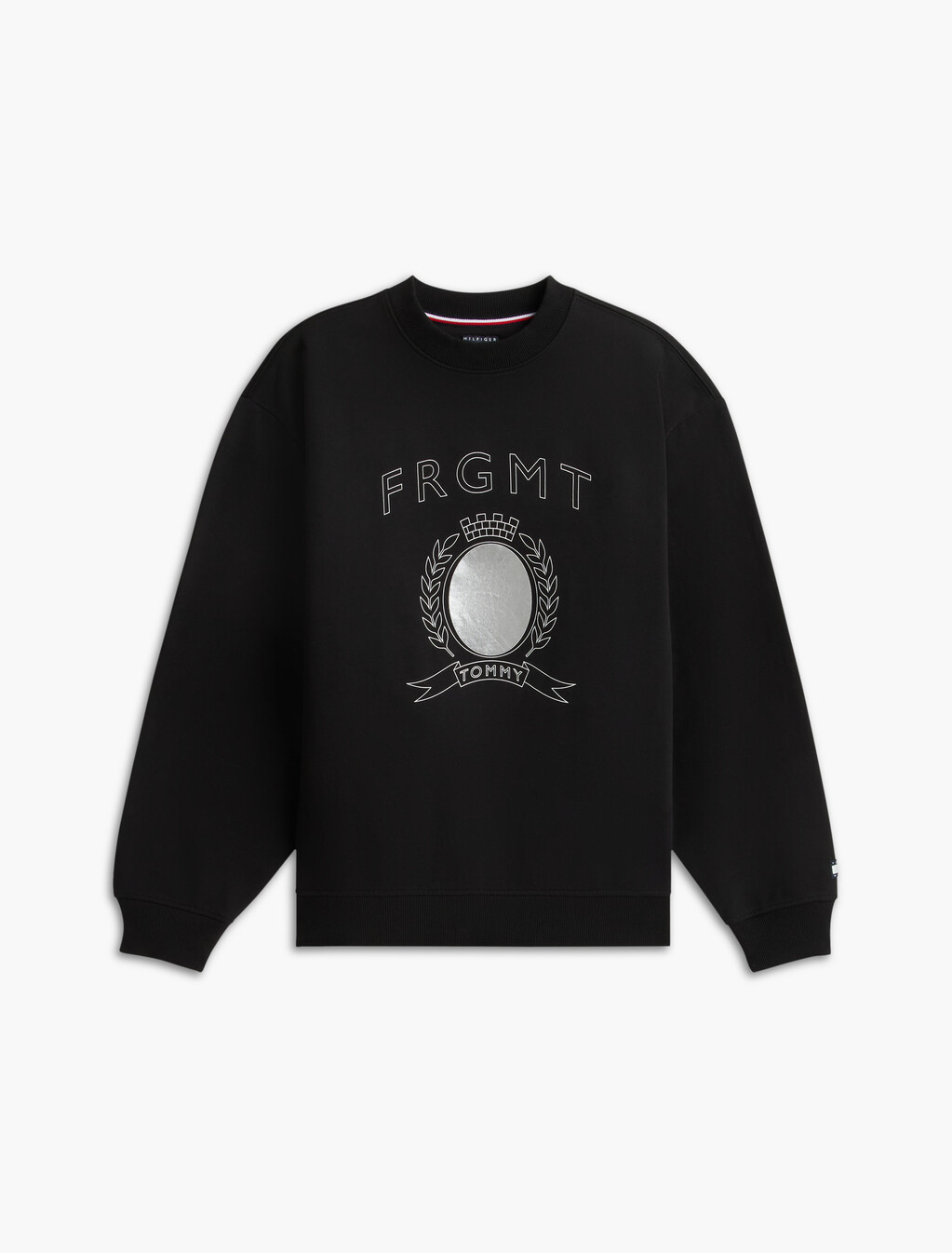 Crest Logo Crew Neck Sweatshirt, Black, hi-res