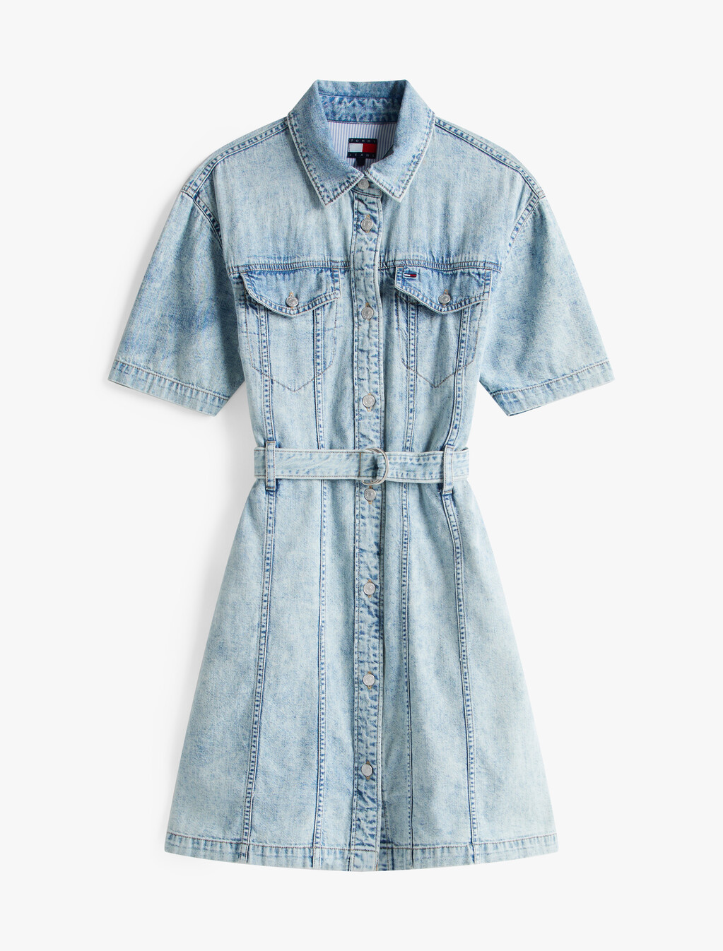 Belted Trucker Denim Dress, Denim Light, hi-res