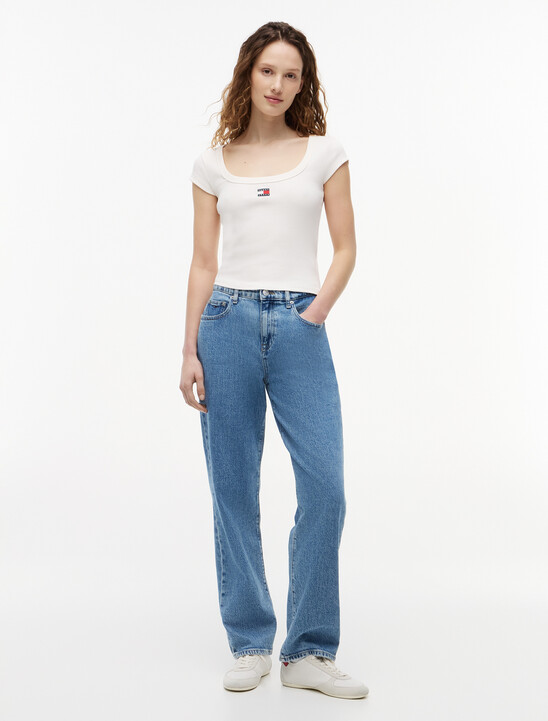 Tommy Badge Scoop Neck Slim T-Shirt