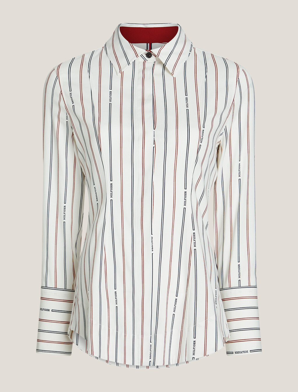 Asia Fit Logo Stripe Slim Shirt, Monotype Stp/ Ancient White, hi-res