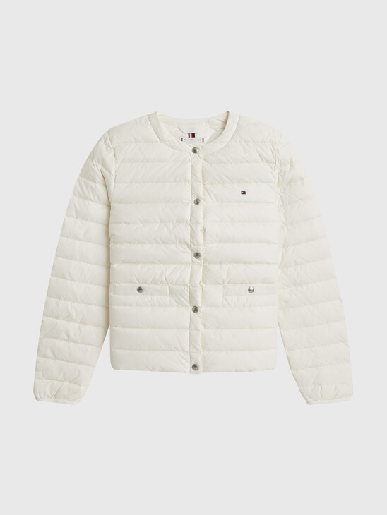 Lightweight Quilted Down Collarless Jacket