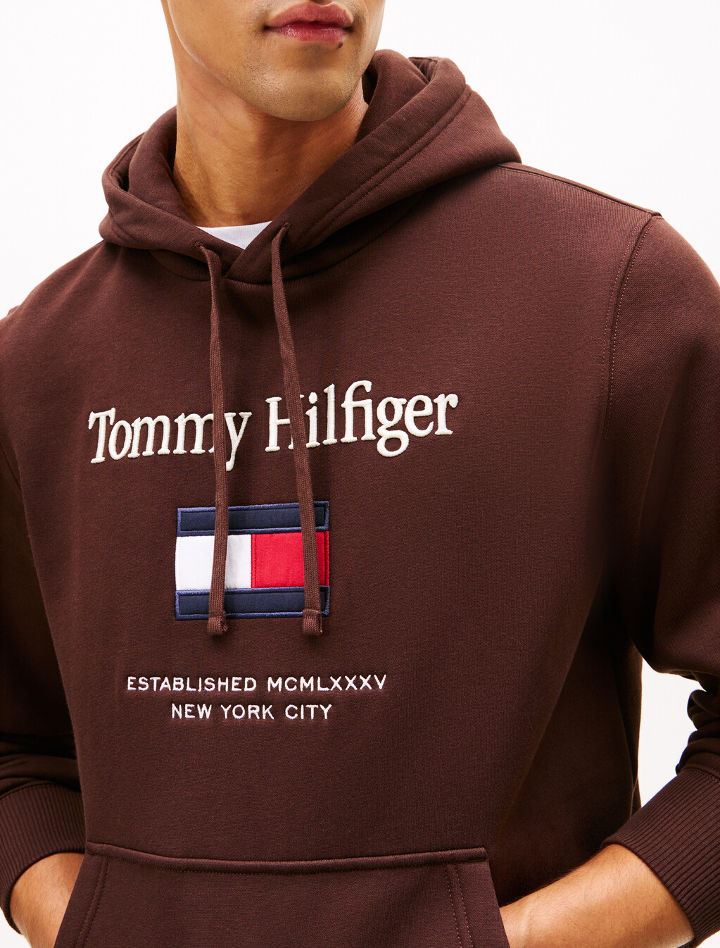 Logo Embroidery Flex Fleece Hoody, Chocolate, hi-res
