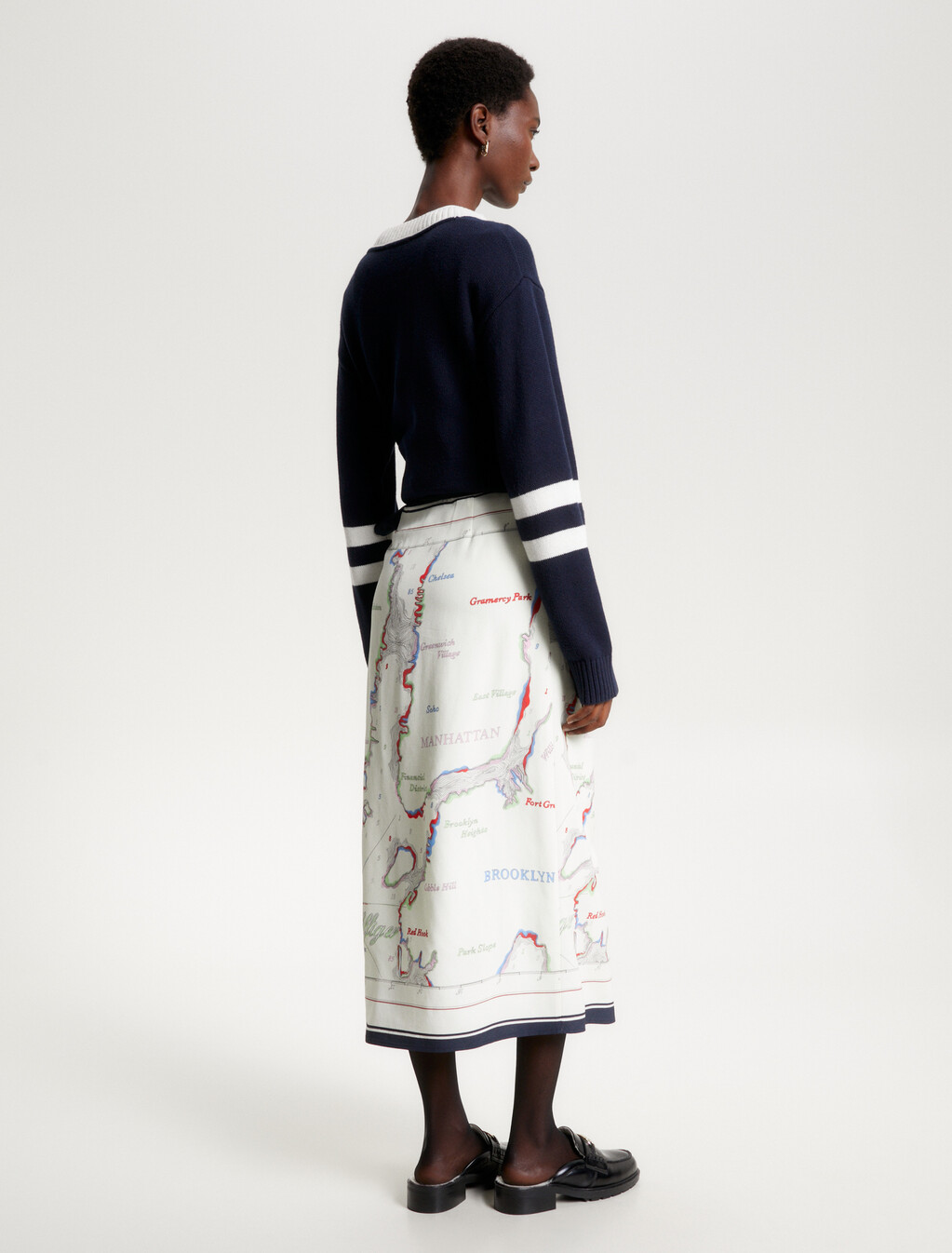 Scarf Print Midi Wrap Skirt, Map Scarf/Ancient White, hi-res