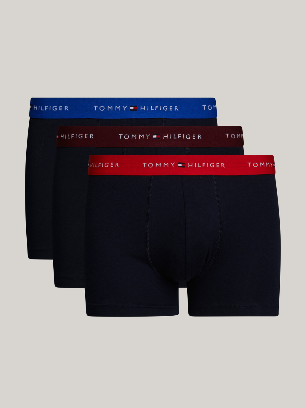 3-Pack Logo Waistband Trunks, Bright Blue/Deep Crim/Deep Rouge, hi-res