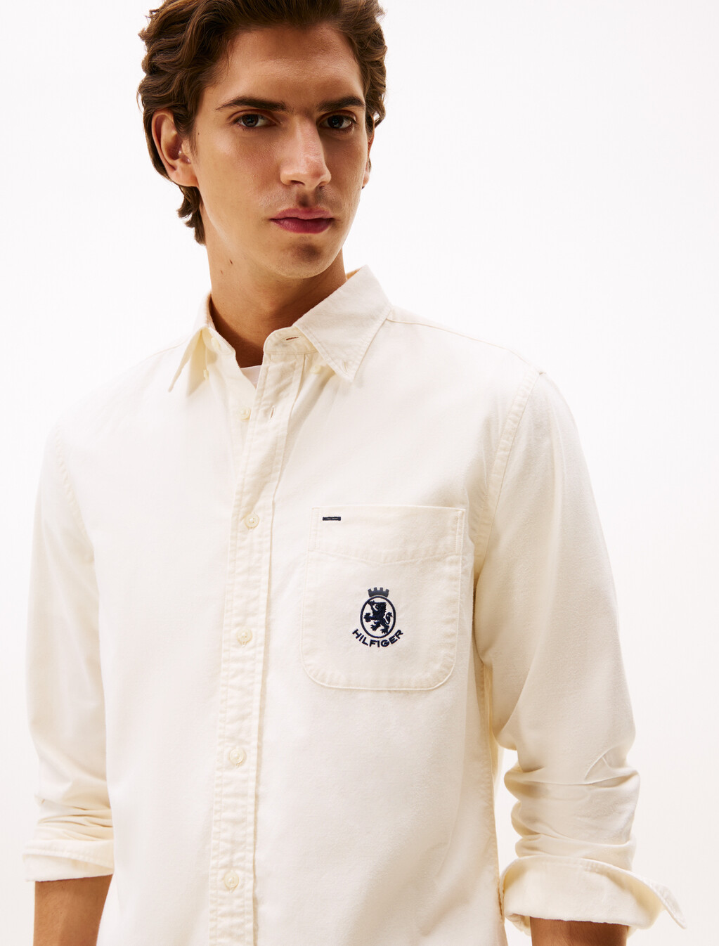 Regular Fit Brushed Oxford Shirt, Ivory Petal, hi-res