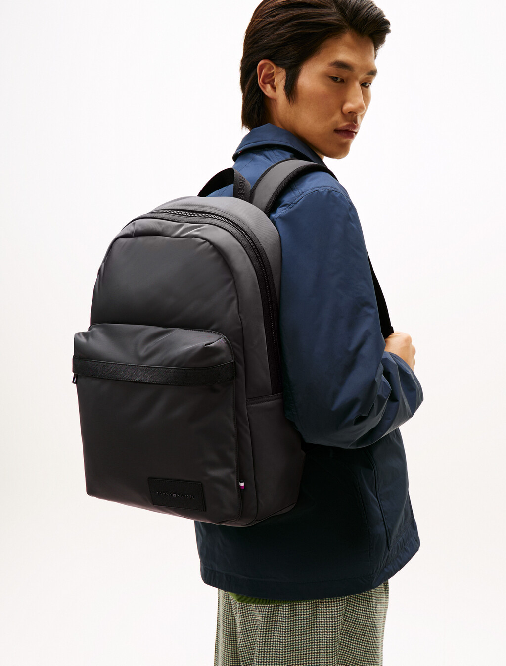 Textile Logo Patch Dome Backpack, Dark Grey, hi-res