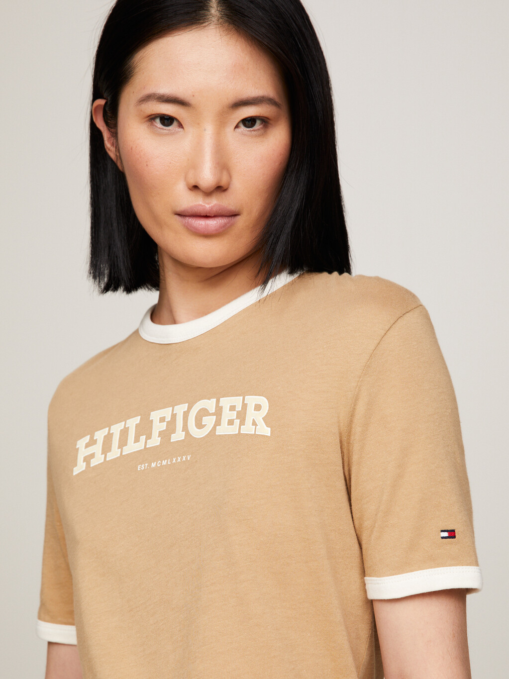 Hilfiger Monotype Flocked Logo T-Shirt, Classic Khaki, hi-res