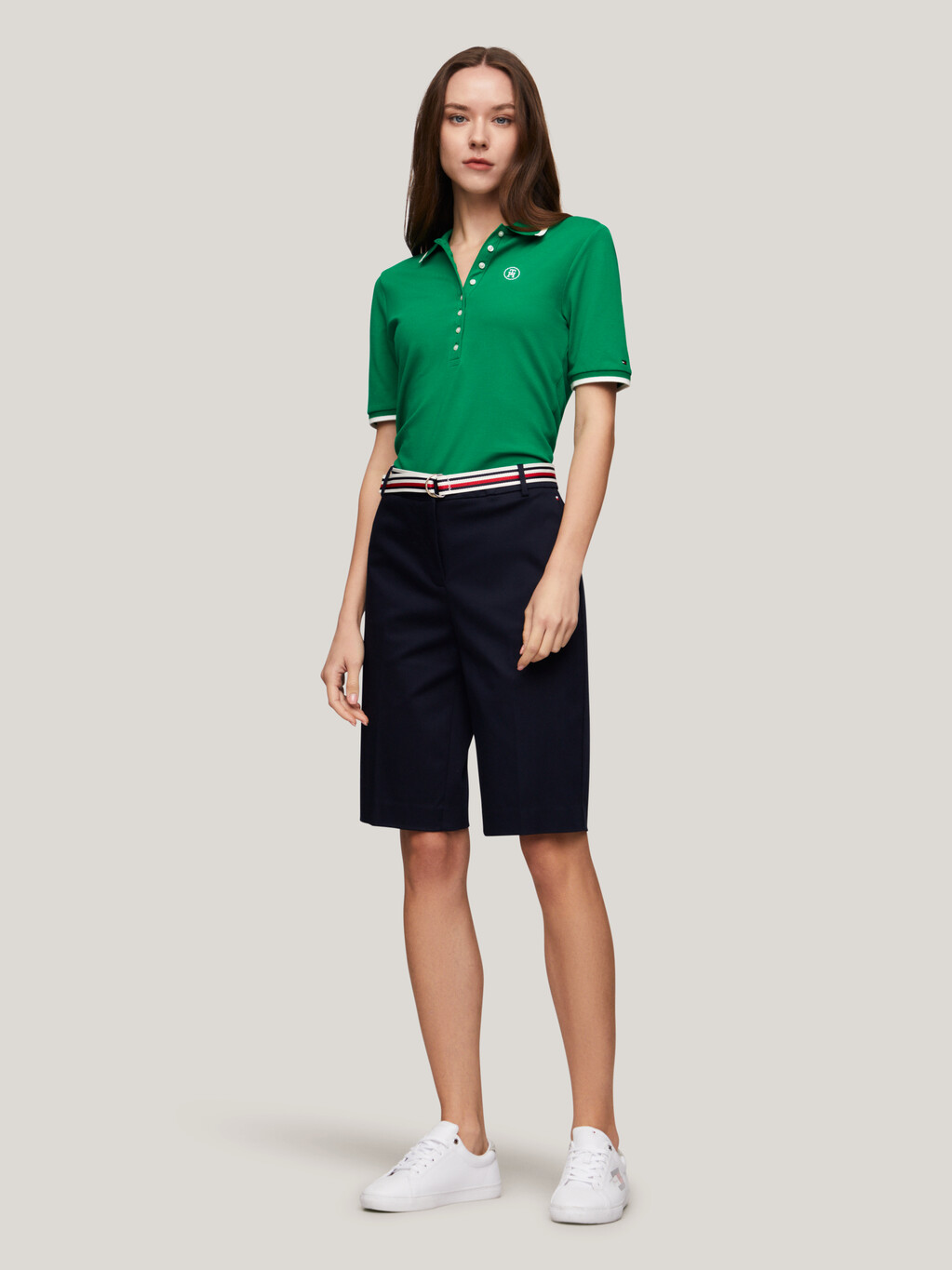 TH Monogram Tipped Slim Fit Polo, Olympic Green, hi-res
