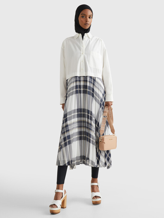 TOMMY ICONS OVERSIZED PLEATED SHIRT DRESS