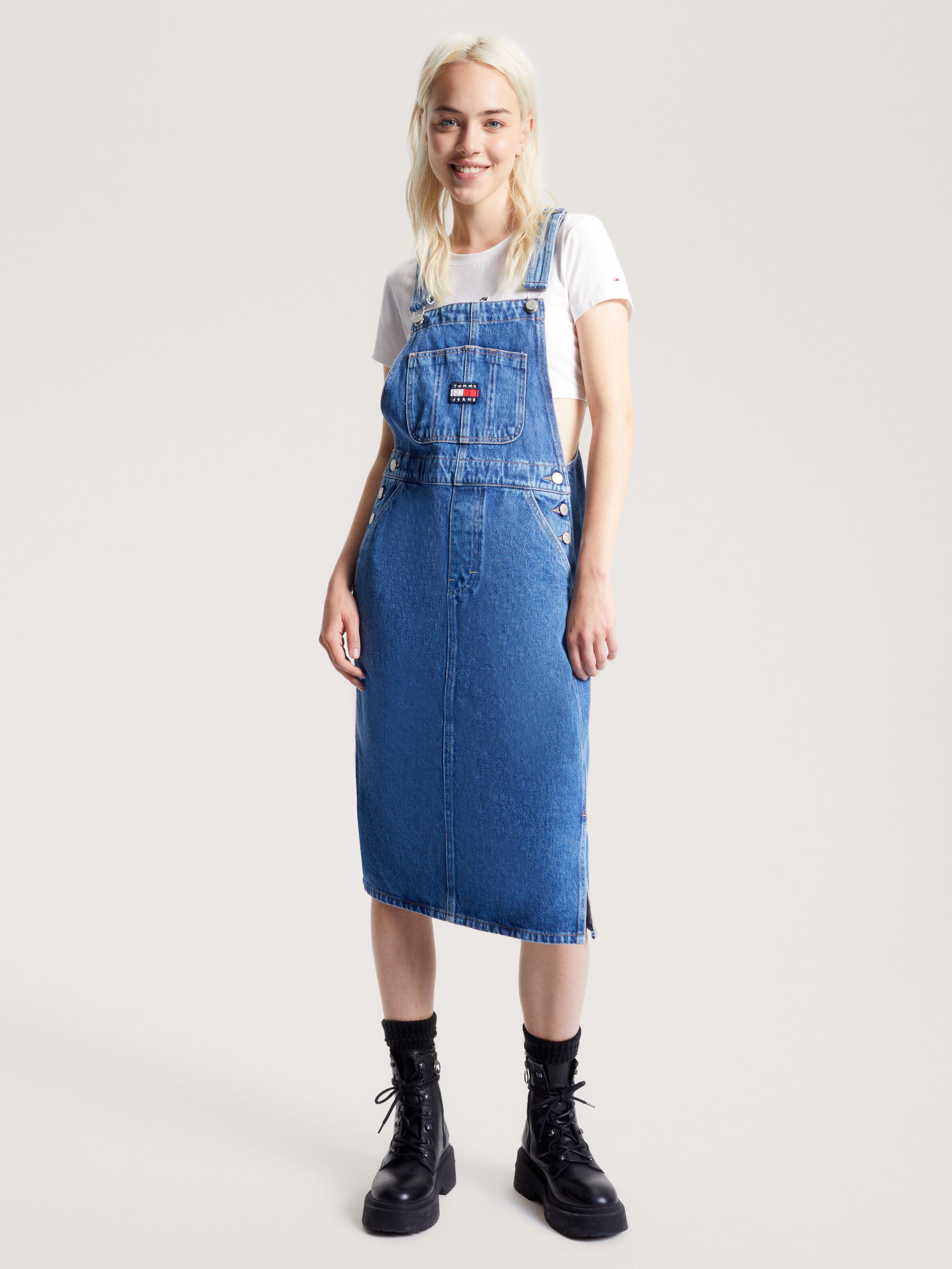 Denim Midi Dungaree Dress blue Tommy Hilfiger Malaysia