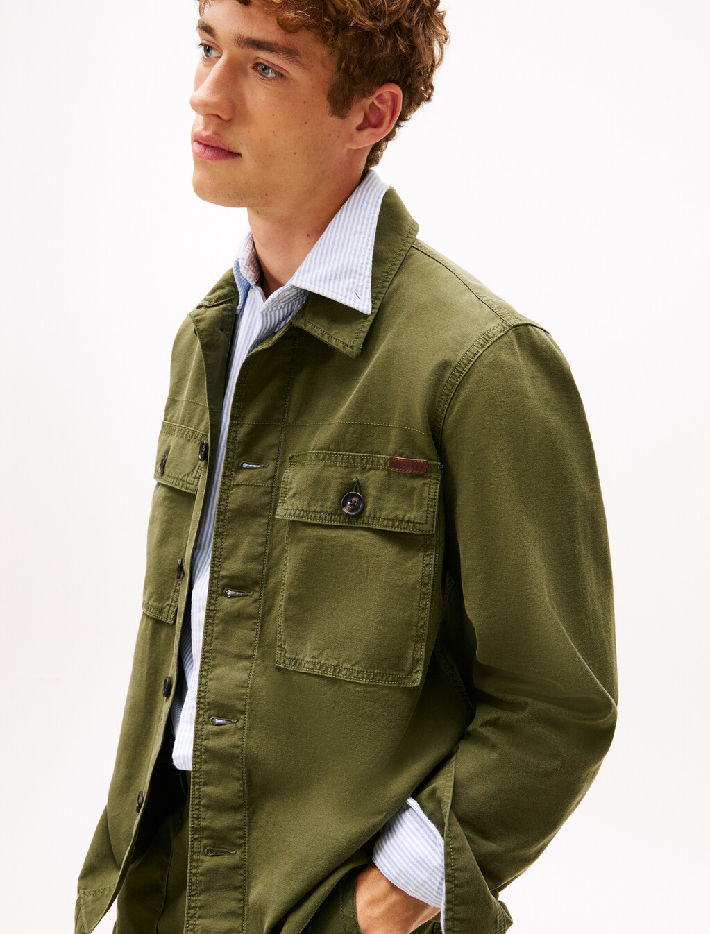 Textured Washed Sateen Utility Shirt Jacket, Arctic Spruce, hi-res