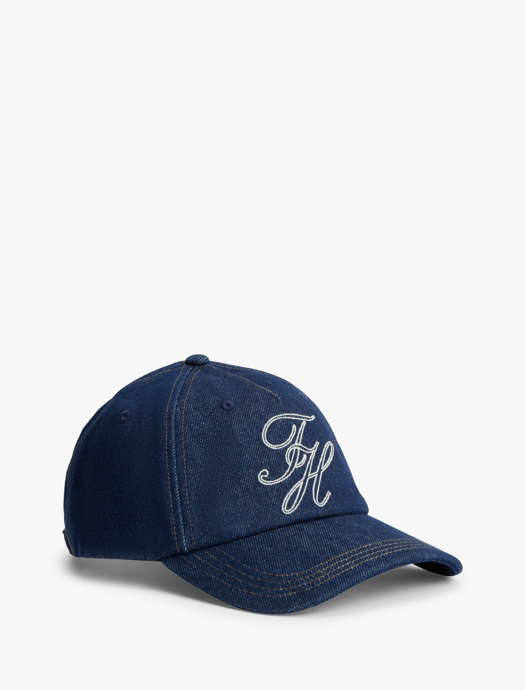 Logo Embroidery Denim Baseball Cap, Dark Denim, hi-res