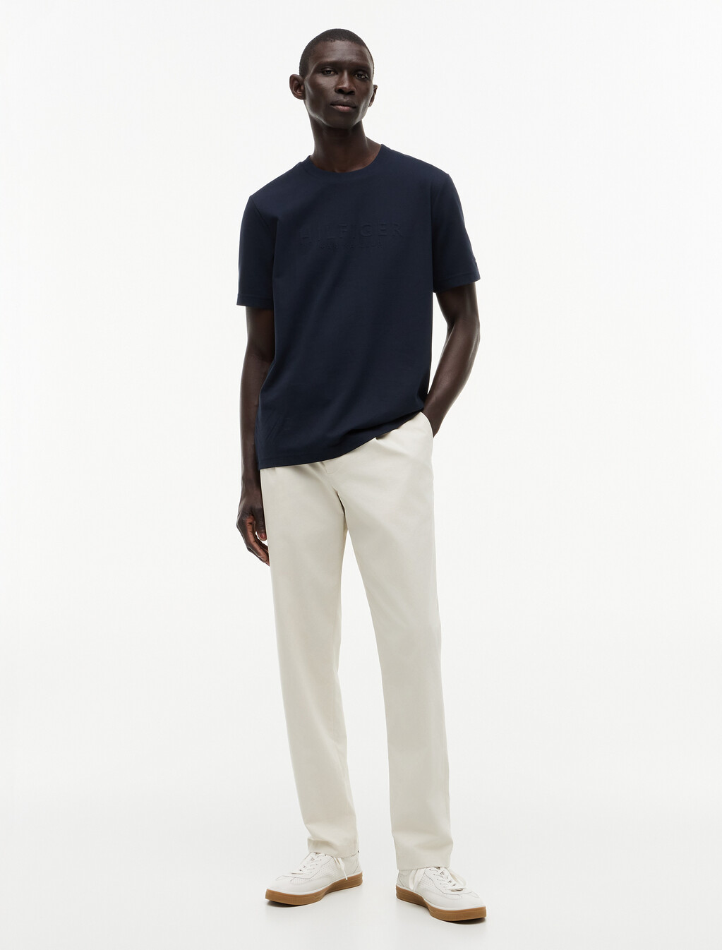 Embossed Logo Pique Interlock Knit T-Shirt, Desert Sky, hi-res