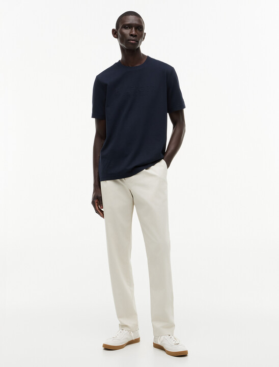 Embossed Logo Pique Interlock Knit T-Shirt