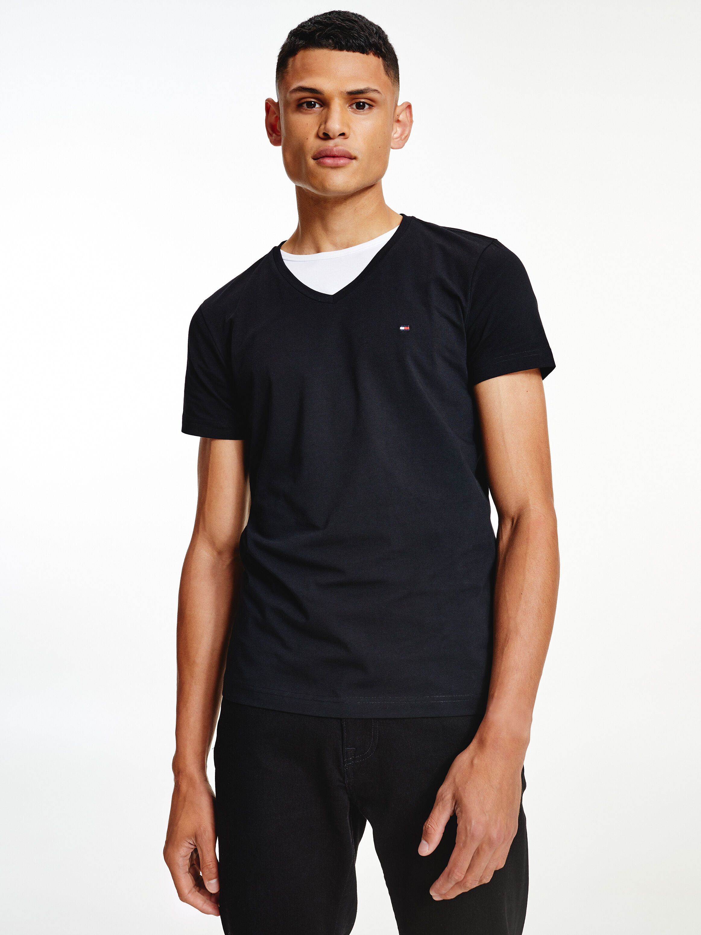 Core Slim V Neck T Shirt black Tommy Hilfiger Malaysia