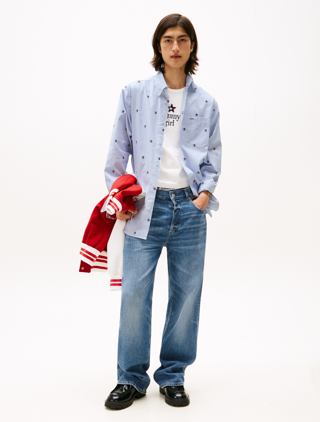 Tommy Girl Oversized Ithaca Stripe Star Embroidery Shirt, Ithaca, hi-res