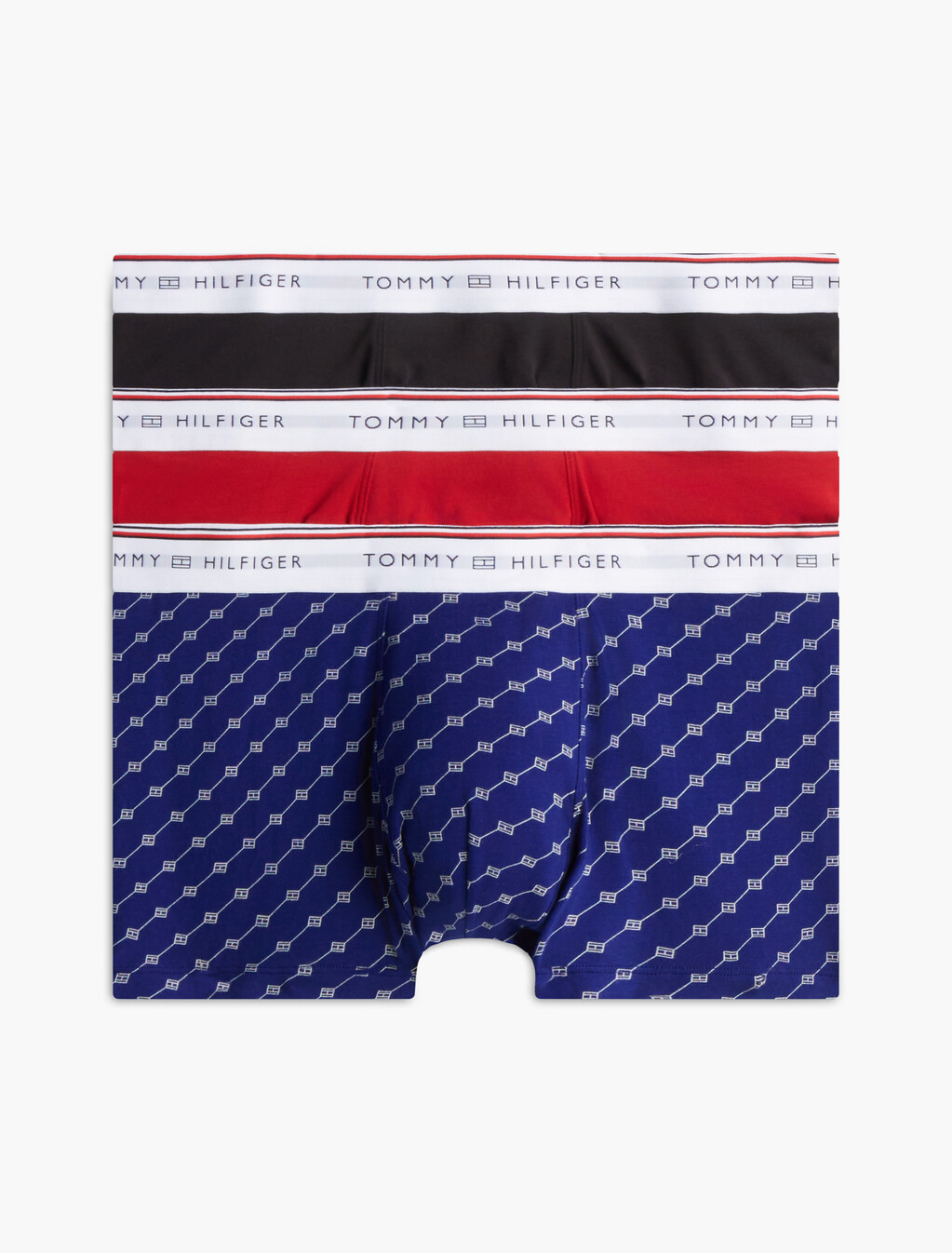 3-Pack Global Stripe Logo Trunks, Med Red/Blk/Bl Ink Outline, hi-res
