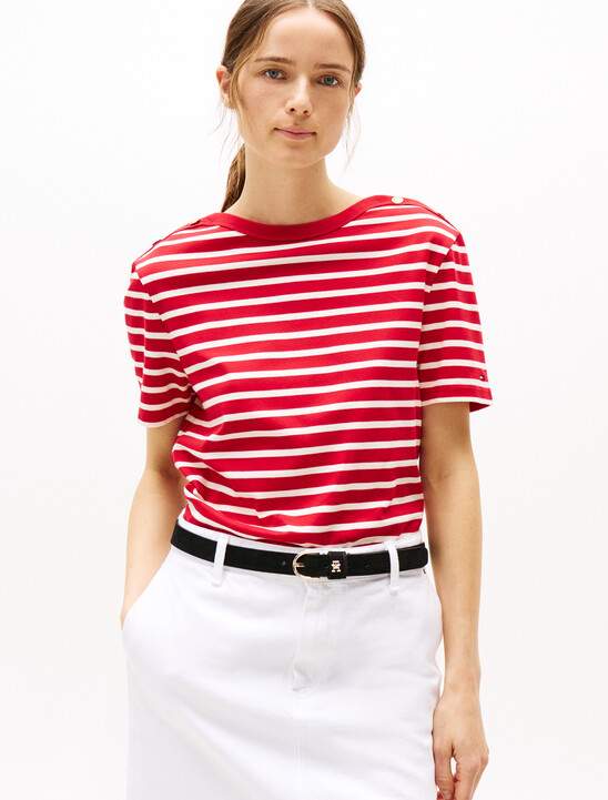 Stripe Boat Neck Relaxed T-Shirt