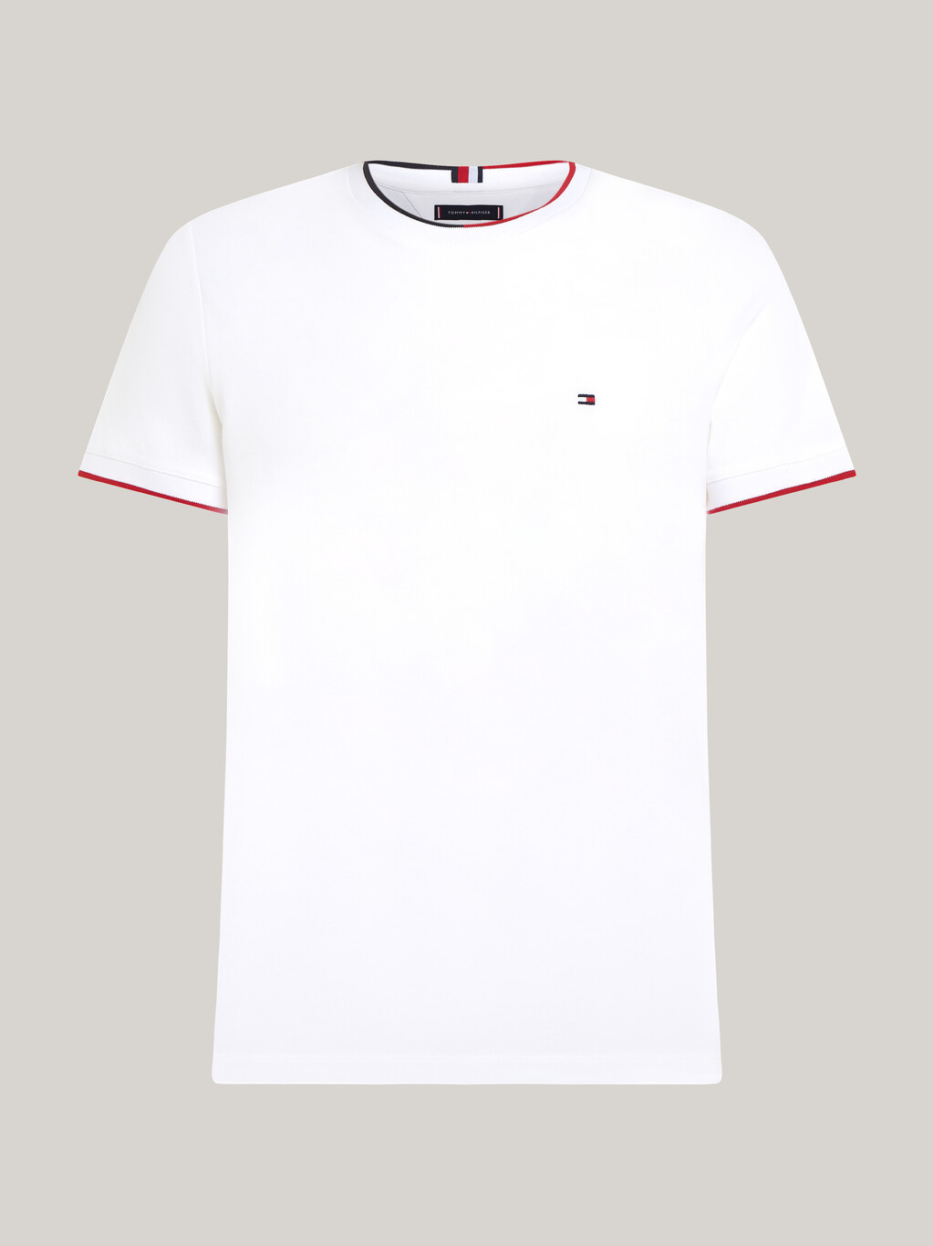Tipped Pique Slim Fit T-Shirt, White, hi-res