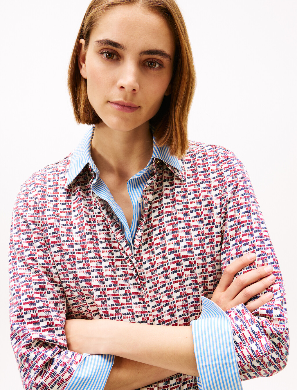 Viscose Twill Long Sleeve Regular Shirt, Logo Print Ecru, hi-res