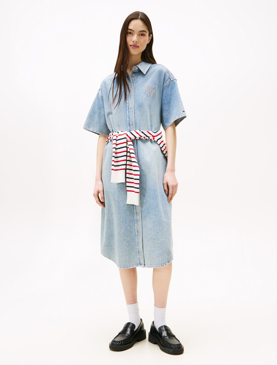 Relaxed Midi Denim Shirt Dress
