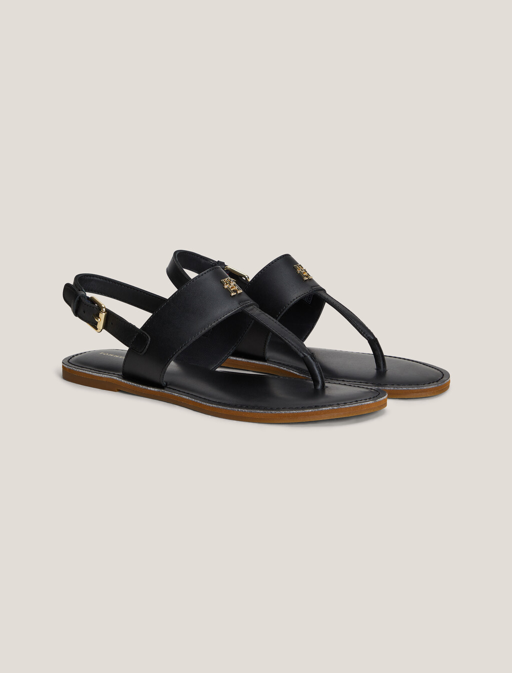 Monogram Thong Sandals, Black, hi-res
