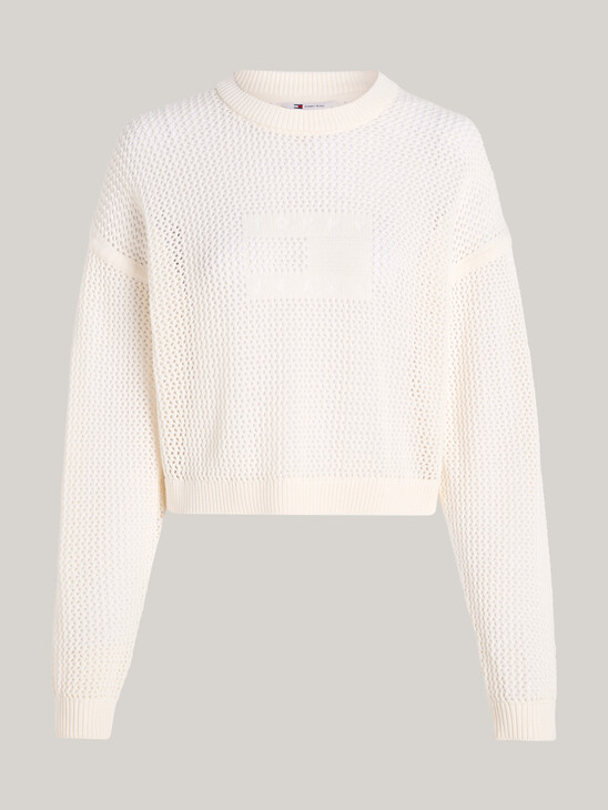 Open Knit Logo Relaxed Fit Jumper