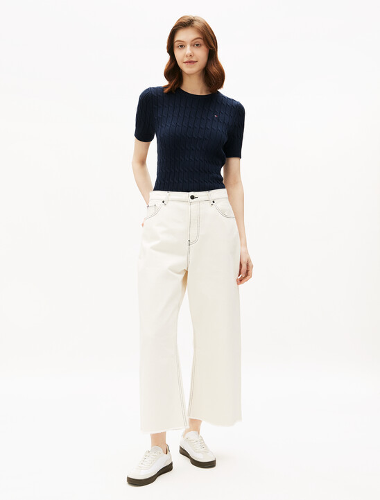 Cable Knit Short Sleeve Jumper