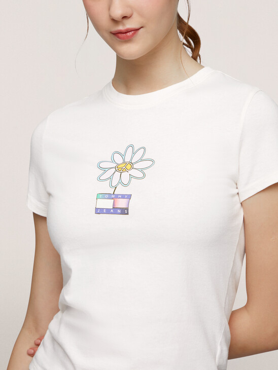 Flower Print Slim T-Shirt