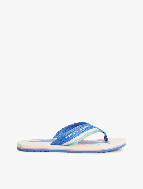Stripe Webbing Strap Flip-Flops
