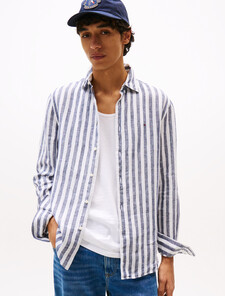 Bengal Stripe Linen Shirt, Preppy Navy / Stripe, hi-res