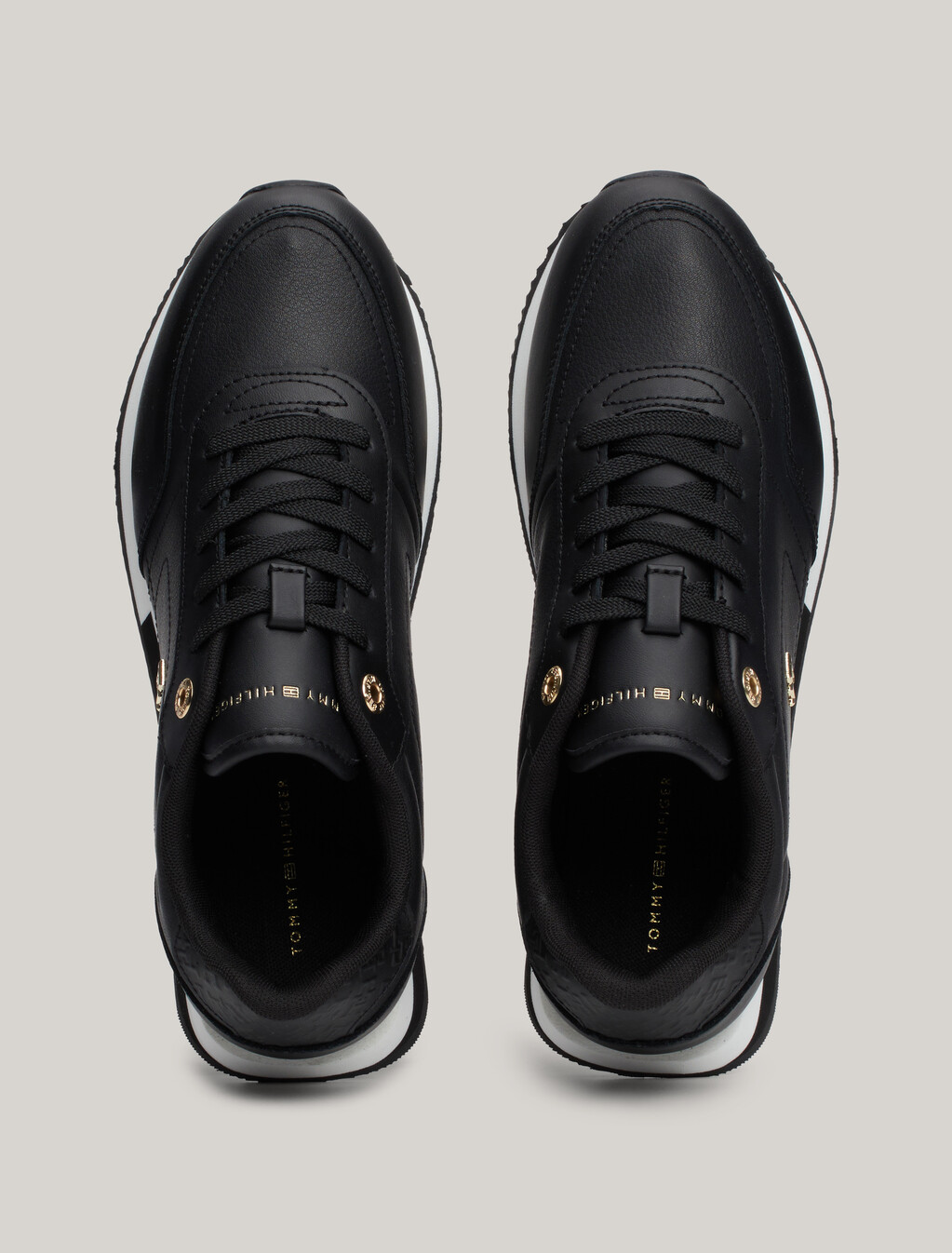 Essential Mixed Texture Panel Trainers, Black, hi-res