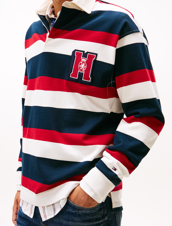 Logo Appliqu&eacute; Stripe Relaxed Rugby Shirt