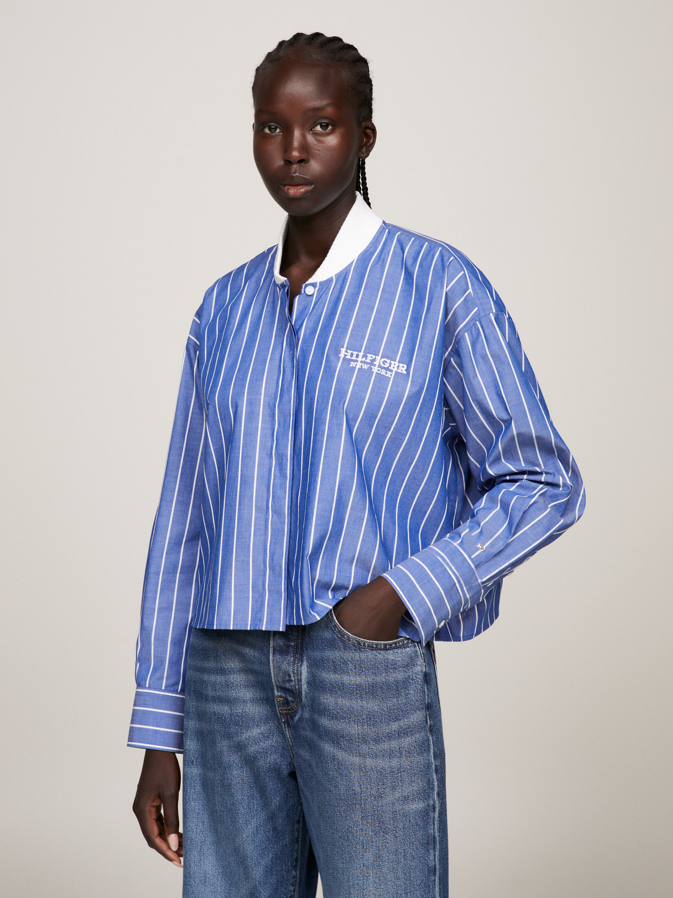 Tommy hilfiger stripe sale rib bomber jacket