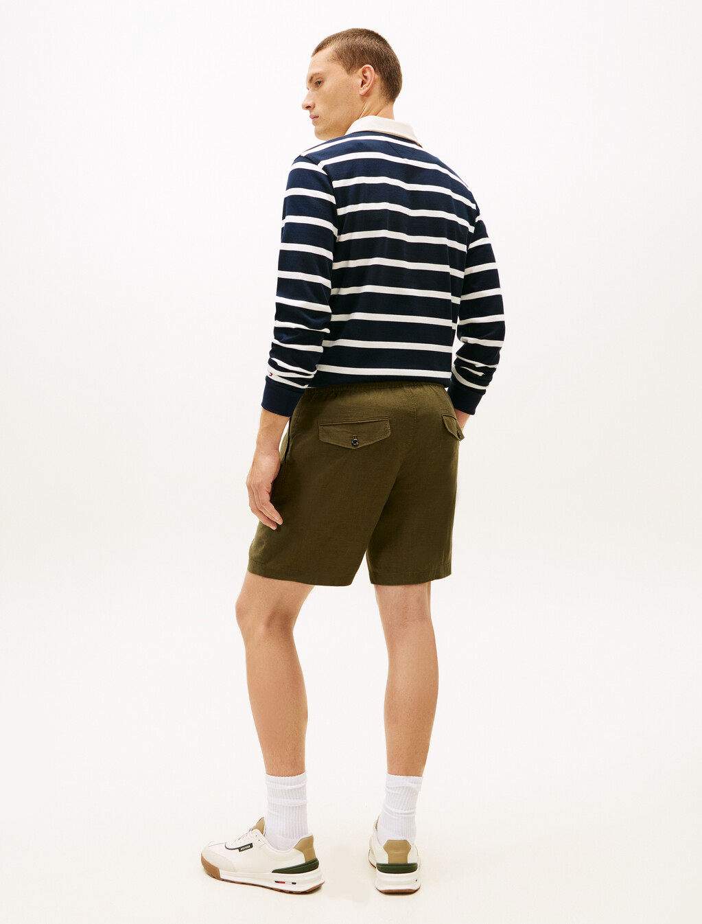 Mercer Pull On Linen Short, Army Green, hi-res