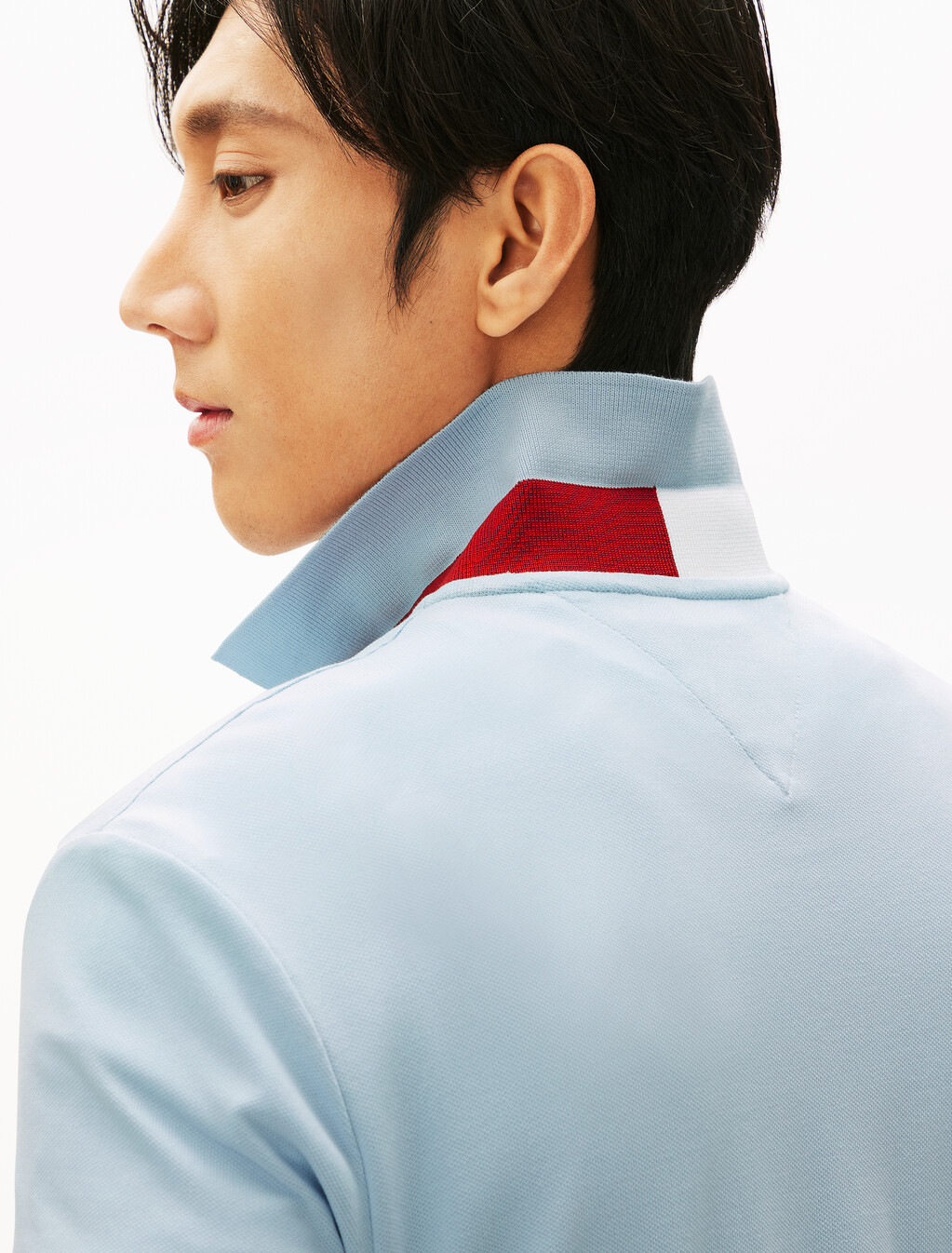 Color Block Undercollar Polo, Breezy Blue, hi-res