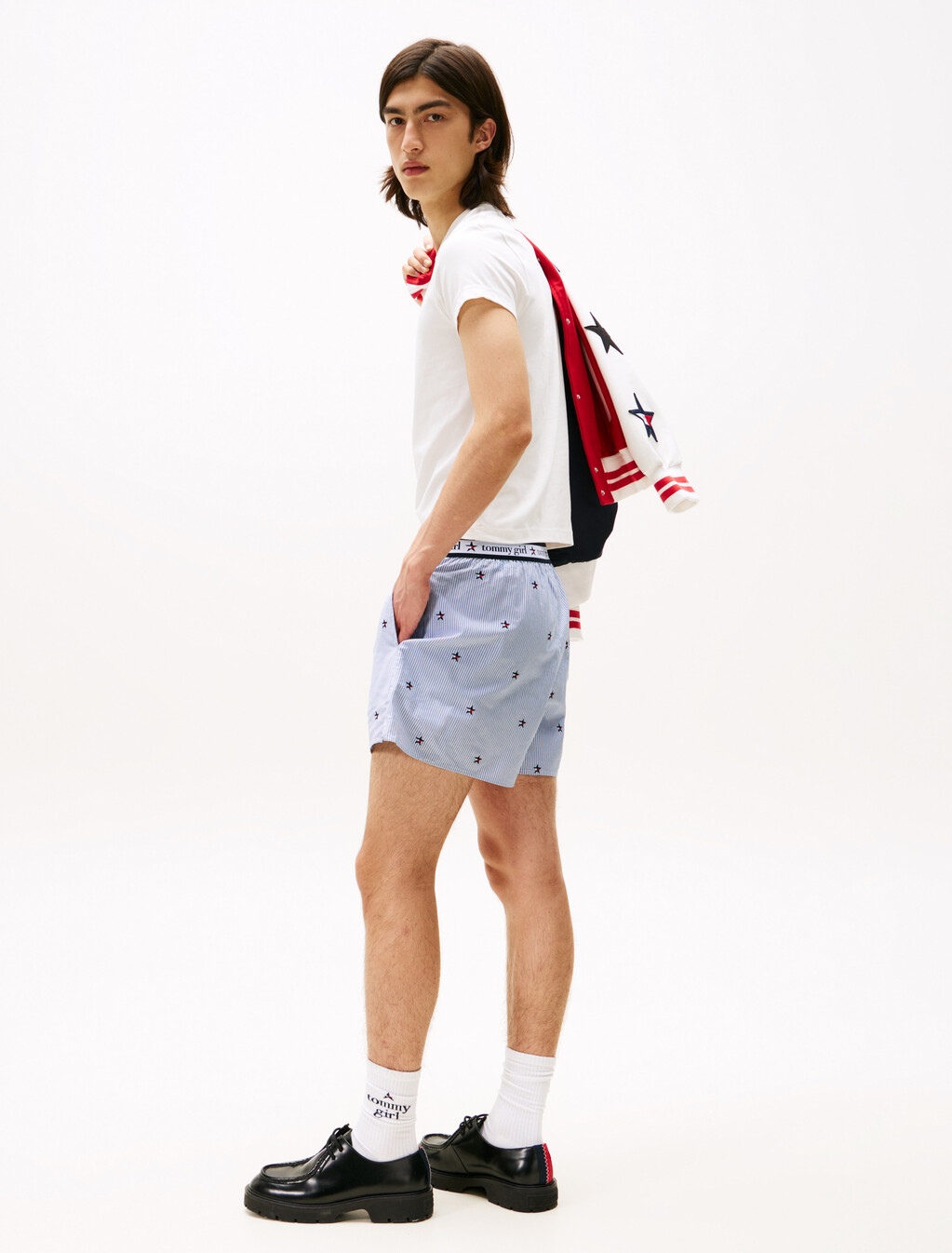 Tommy Girl Loose Ithaca Stripe Star Embroidery Shorts, Ithaca, hi-res