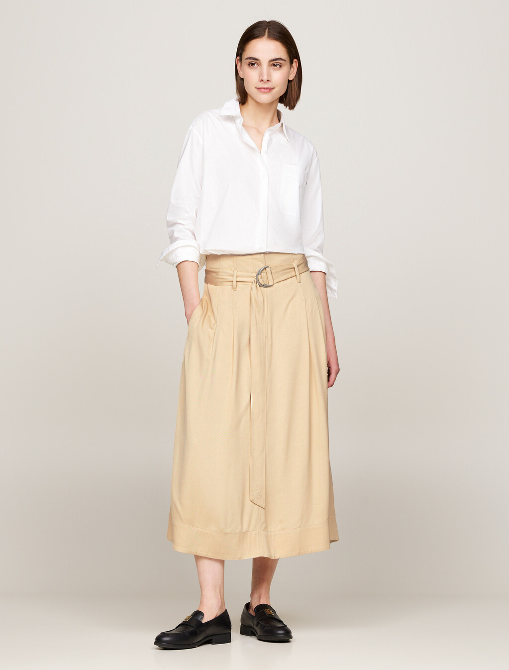 Belted Utility Midi Skirt, Country Ivory, hi-res