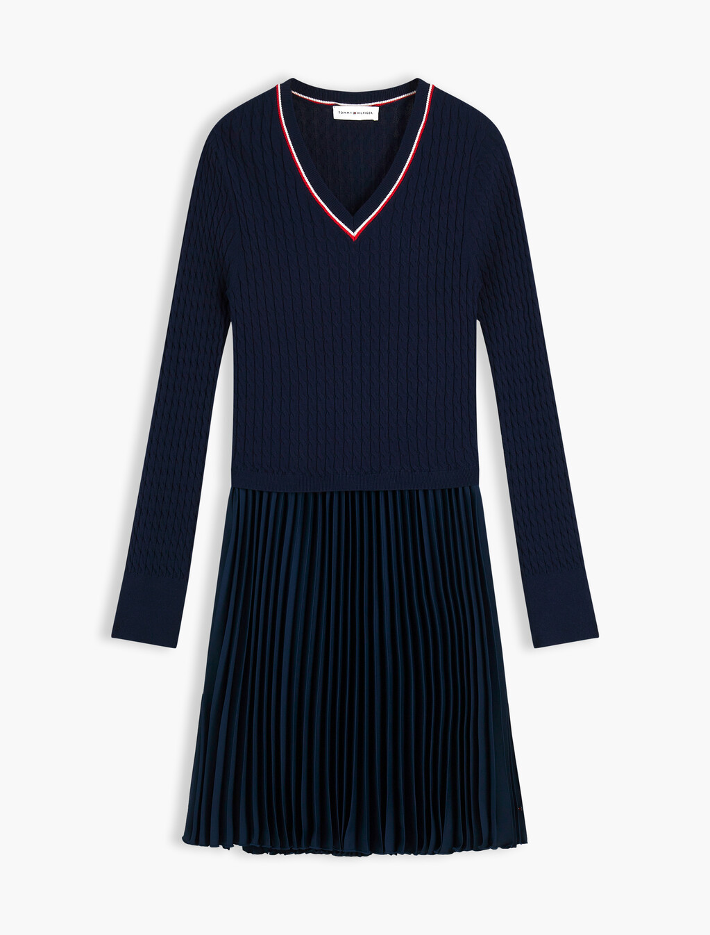 Crepe Mixed Texture Mini Dress, Dark Blue, hi-res