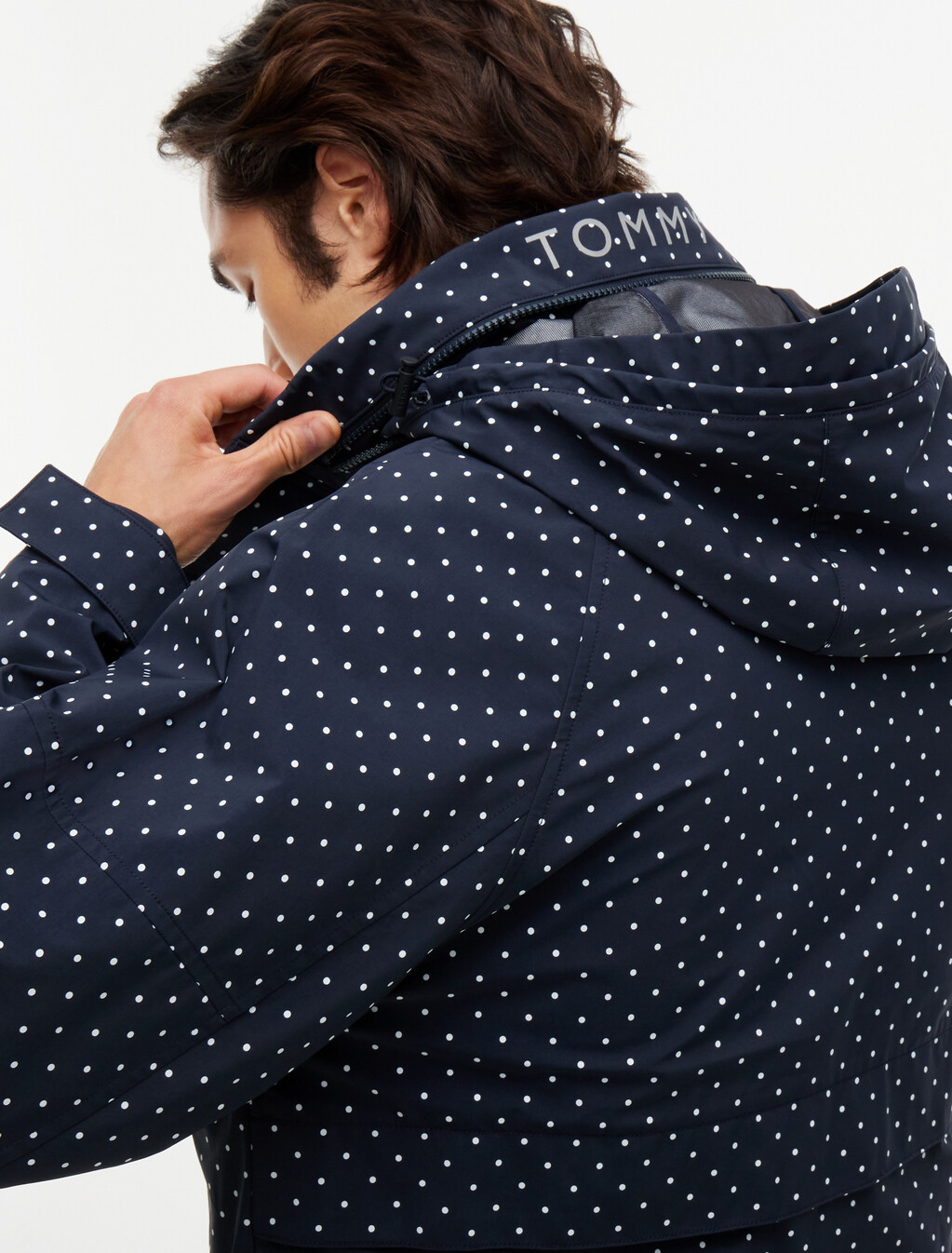 Polka Dot Field Jacket, Navy Blue Polka Dot, hi-res