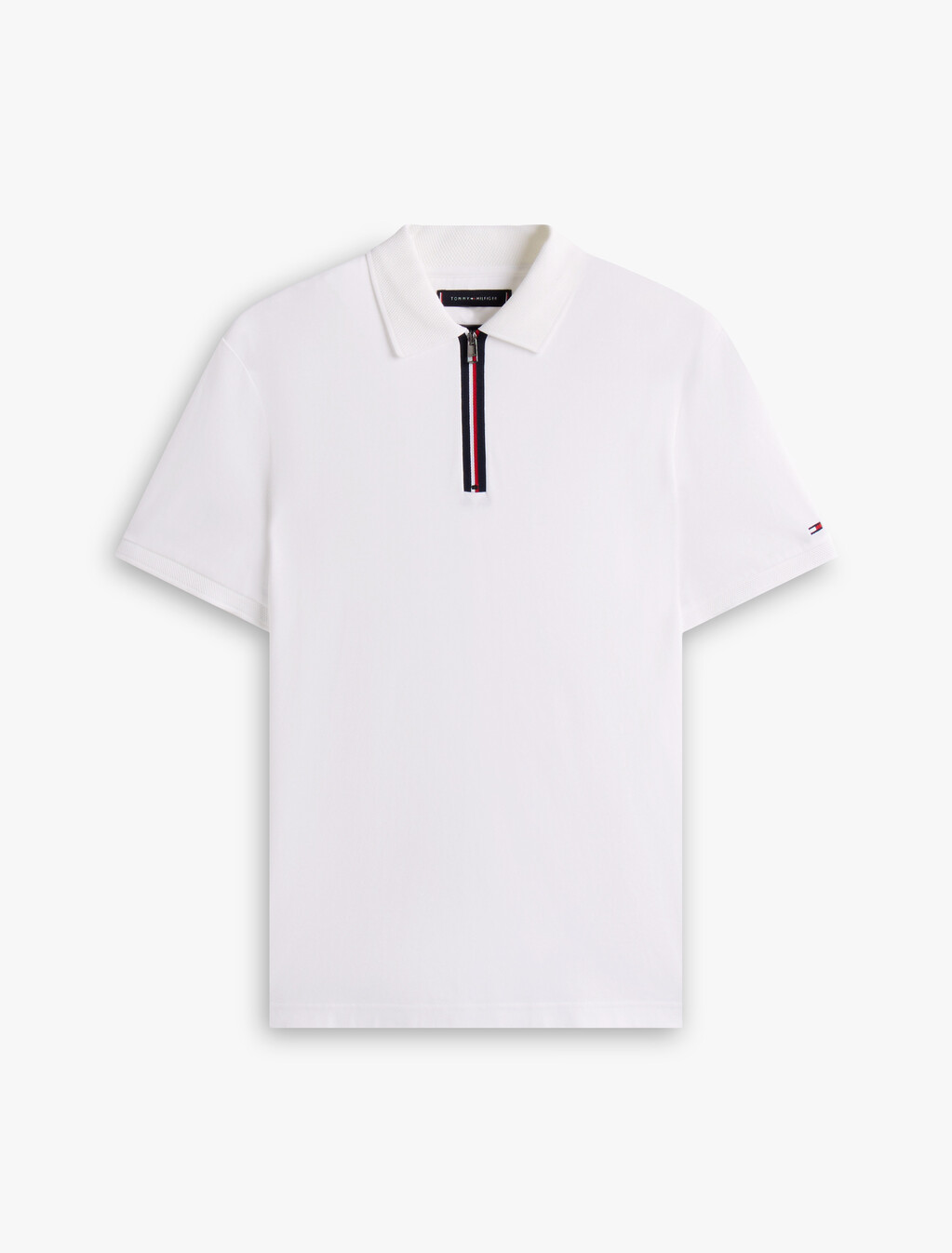 Interlock Zip Regular Polo, White, hi-res