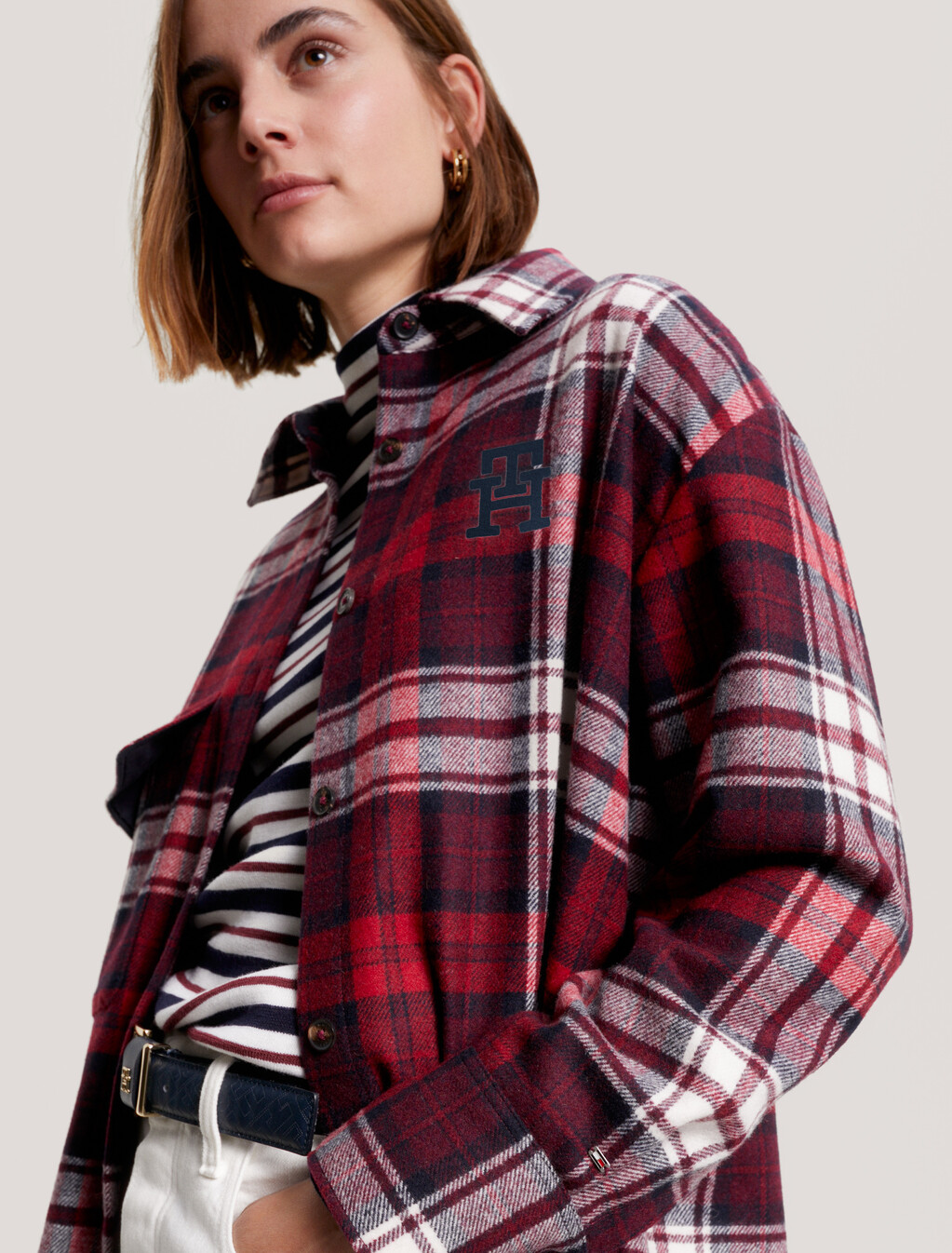 Tommy Tartan Overshirt, Tommy Tartan Big Deep Rouge, hi-res