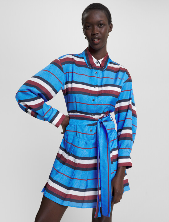 Crest Stripe Relaxed Fit Shirt Dress